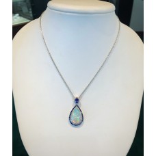 pear shape opal/diamond/sapphire pend 